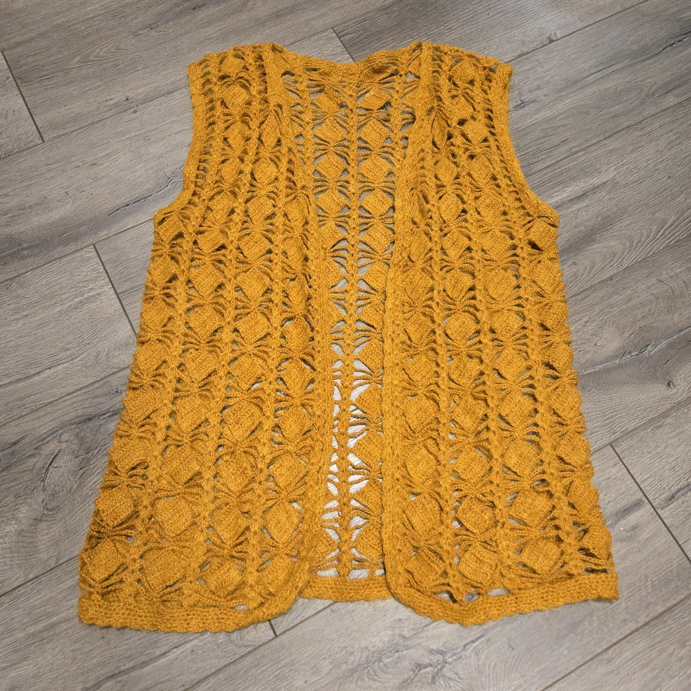 Vintage Handmade Harvest Gold Crocheted Women's Vest